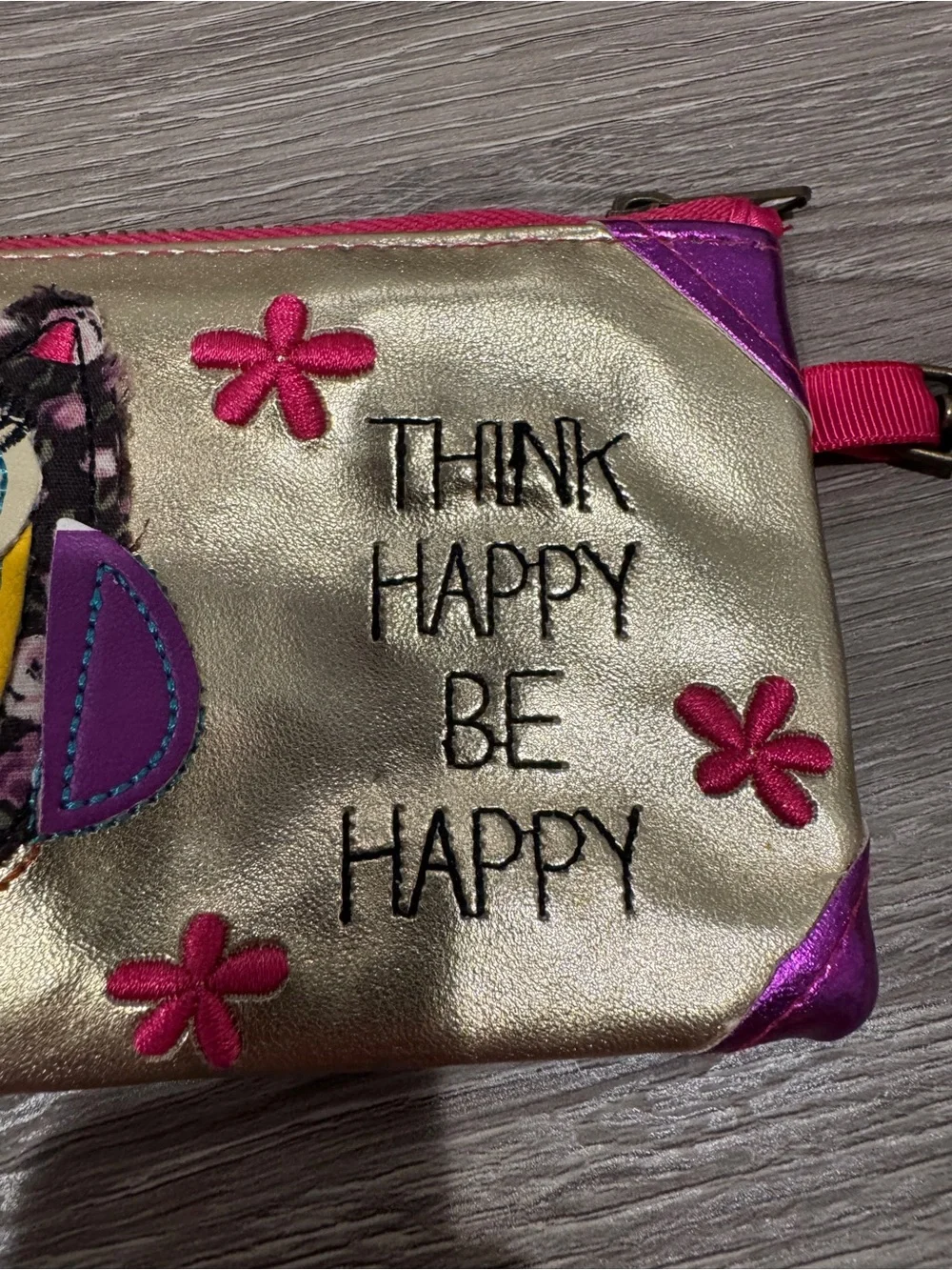 Owl Coin Purse Pouch - Think Happy Be Happy - Good Condition